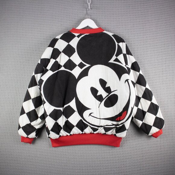 Disney Mickey Mouse Reversible Bomber Jacket Mens Medium 90s - Picture 2 of 8
